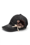 Satin Flower Embellished Denim Cap