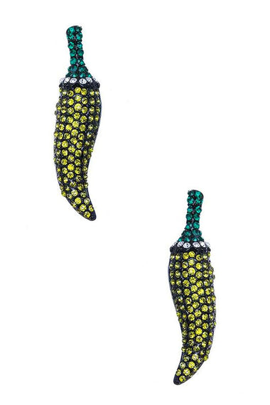 Crystal Jalapeno Stud Earrings