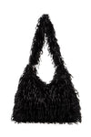 Faux Feather Hobo Slouchy Bag