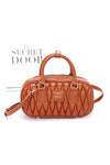 Faux Leather Quilted Top Handle Swing Bag