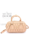 Faux Leather Quilted Top Handle Swing Bag