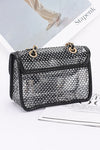 Rhinestone Mesh Turn Lock Iconic Shoulder Bag