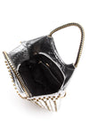 Crystal Studs Embellished Top Handle Tote Bag