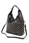 Crystal Studs Embellished Top Handle Shoulder Bag