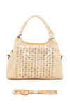 Metallic Snake Crystal Studded Shoulder Bag