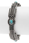 Turquoise Stone Pave Textured Stretch Bracelet