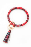 Plaid Printed Tassel Bracelet Key Charm