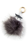 Leather Owl Fur Pom Key Charm