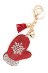 Rhinestone Holiday Mitten Pillow Key Chain