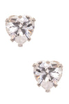 Cubic Zirconia Heart Studs 6mm