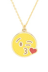 Gold Dip Kisses Emoji Pendant Necklace