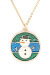 Snowman Enamel Pendant Necklace