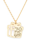 Laser Cut Holiday Present Dainty Pendant Necklace