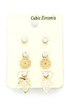 Metal Leaf CZ Studs Set