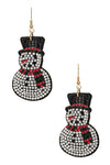 Crystal Pillow Snowman Holiday Earrings