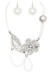 Crystal Mesh Chain Flower Statement Necklace Set