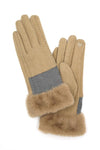 Faux Suede Fur Cuff Winter Gloves