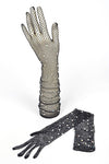 Rhinestone Accent Mesh Elegant Gloves