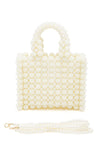 Braided Pearl Structure Top Handle Clutch Bag