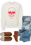 Skeleton Heart Eyes Crew Neck Graphic Sweatshirt