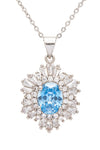 Aquamarine CZ Statement Pendant Necklace