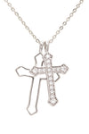 Cubic Zirconia Double Cross Pendant Necklace