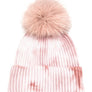 Large Genuine Fur Pom Tie Dyed Cotton Blend Beanie