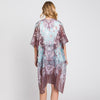 DIONA J ABSTRACT PAISLEY FLOWER PRINT KIMONO CARDIGAN ONE SIZE COLOR BROWN
