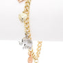 Elephant Heart Mix Charm 3 Tone Bracelet