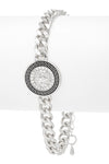 CZ Medallion Charm Stainless Steel Bracelet