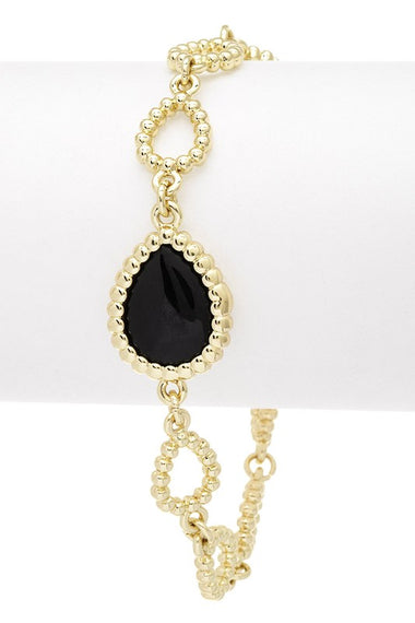 Texture Charm Link Stainless Steel Bracelet