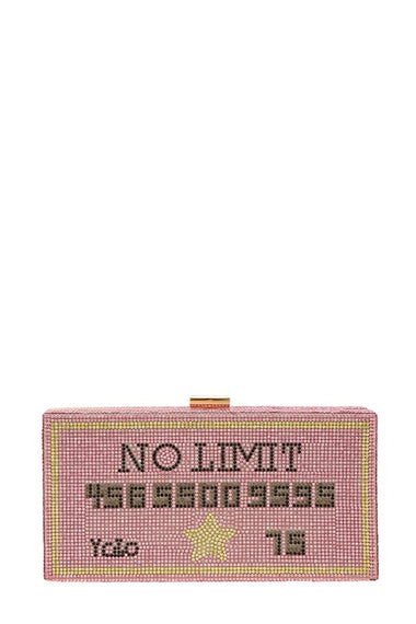 NO LIMIT YOLO Credit Card Rhinestone Clutch