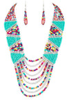 Seed Beads Mix Color Layer Necklace Set