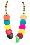 Mix Color Wooden Disk Long Necklace set