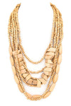 Mix Wooden Beads Statement Layer Necklace