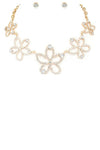 Crystal Cutout Flower Collar Necklace Set