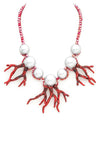 Large Beads Coral Statement Necklace