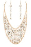 Large Rhinestone Statement Bib Necklace Set