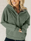 Half Zip Kangaroo Pocket Long Sleeve Hoodie