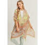 DIONA J BOHO PRINT KIMONO CARDIGAN ONE SIZE COLOR GREEN