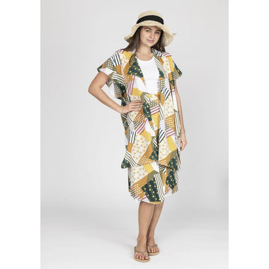 DIONA J FASHION MULTI PRINT KIMONO ONE SIZE COLOR BROWN