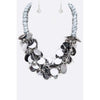 DIONA J LARGE SEQUINS STATEMENT NECKLACE SET RHODIUM