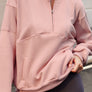 Half Zip Drop Shoulder Long Sleeve Sweatshirt