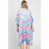 DIONA J WATERCOLOR BOHO GEOMETRIC PRINT KIMONO ONE SIZE COLOR BLUE