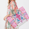 DIONA J BOHO PRINT FRINGE TOTE BAG ONE SIZE MULTICOLOR