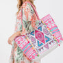 DIONA J BOHO PRINT FRINGE TOTE BAG ONE SIZE MULTICOLOR