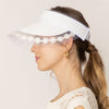 DIONA J STRAW SUN VISOR WITH LACE ONE SIZE COLOR IVORY