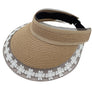 DIONA J STRAW SUN VISOR WITH LACE ONE SIZE COLOR CAMEL BROWN