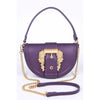 DIONA J MOTIF ENGRAVED BUCKLE TOP HANDLE CONVERTIBLE BAG COLOR PURPLE