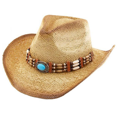 FASHION STONE BEAD DESIGN WESTERN HAT COLOR TAN